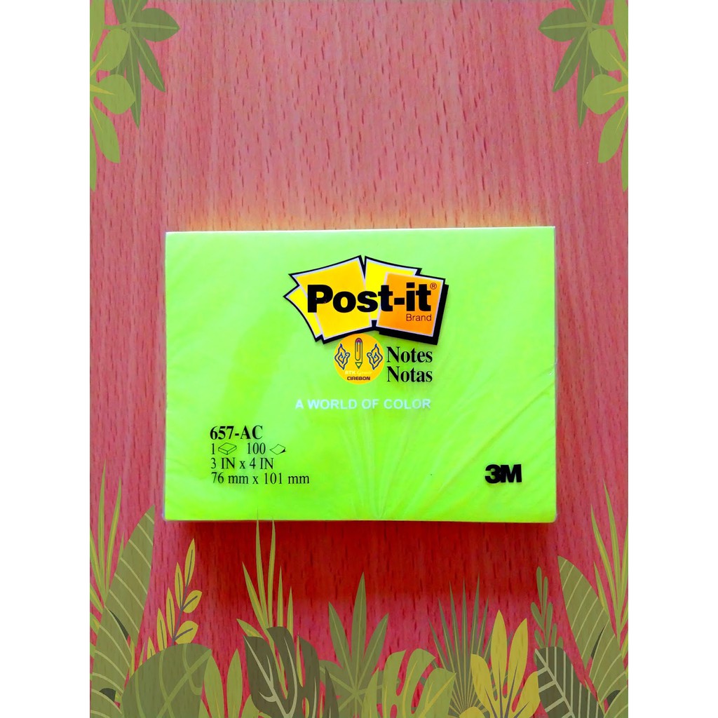 

Kertas Memo Hijau 3M 657 Post It AC 3”x4” 100L Green