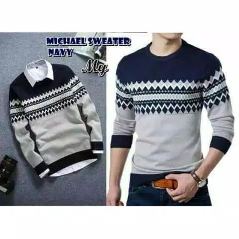 Atasan/Sweater Rajut Pria MICHAEL TRIBAL good quality