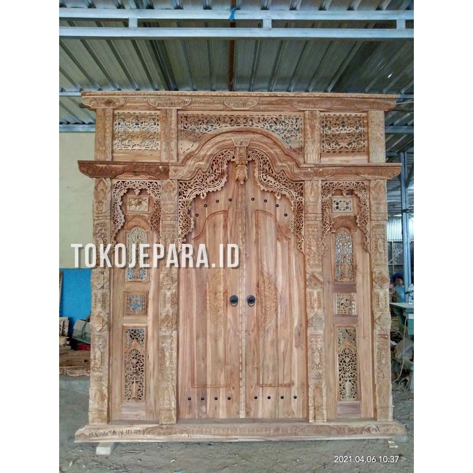 PINTU GEBYOK JATI UKIR JEPARA UKURAN 2 METER