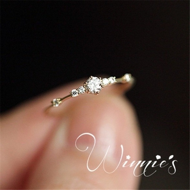 Cincin Berlian 7 Kecil 14K Untuk Wanita
