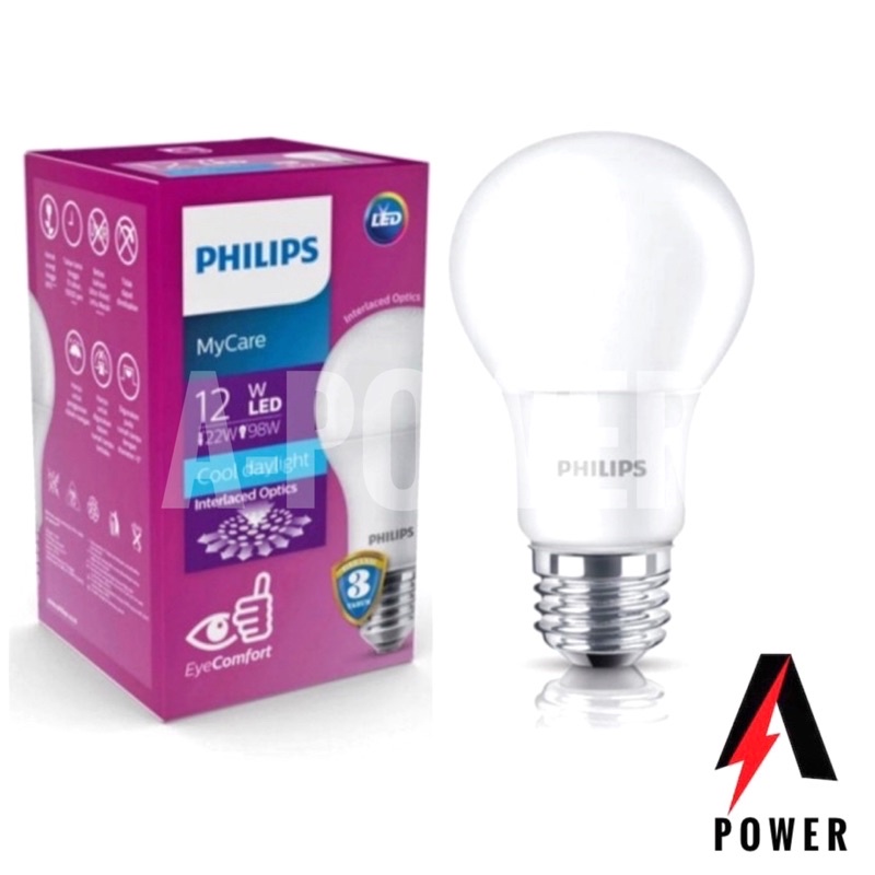 Philips - Lampu LED Bulb/Bohlam MyCare 12W (Putih / Kuning)