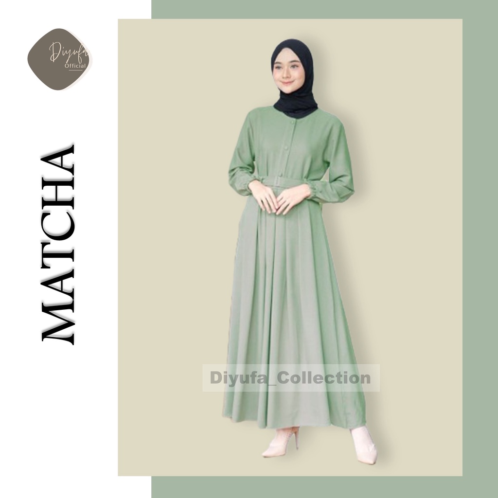 Baju Gamis Wanita Cewek Remaja Terbaru kekinian Alsize / Jumbo Kancing Dada Dress Moscrepe Busui-MATCHA