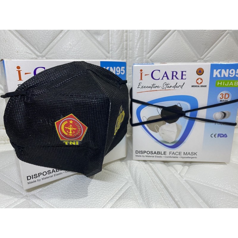 TERMURAH MASKER  HIJAB KN95 LOGO TNI POLRI