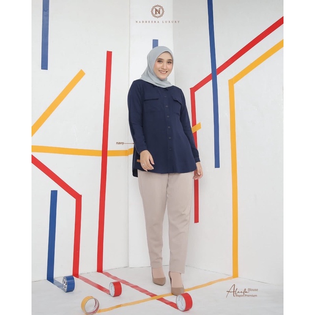 ALEEFA BLOUSE NADHEERA LUXURY ATASAN BLUS