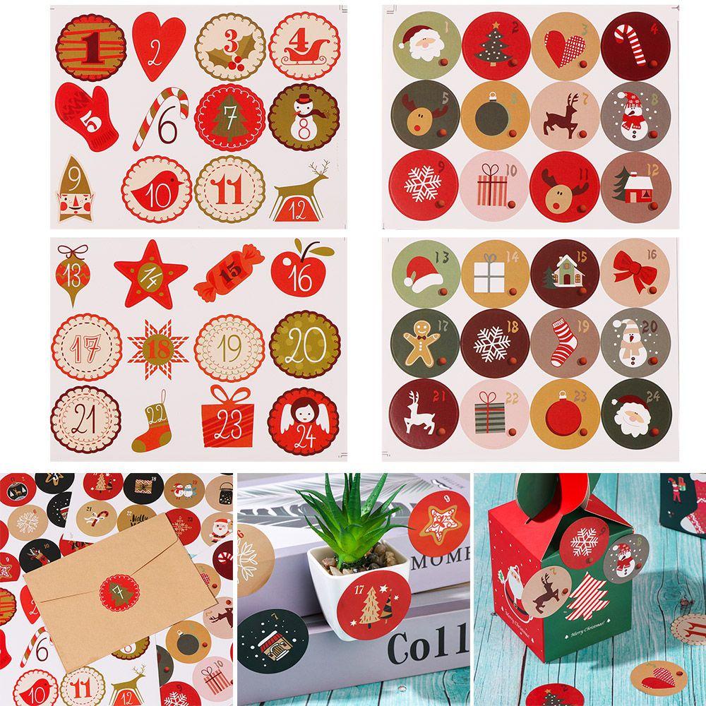 R-flower Christmas Paper Sticker Kemasan Kue Kering Ornamen Sealing Number Stiker