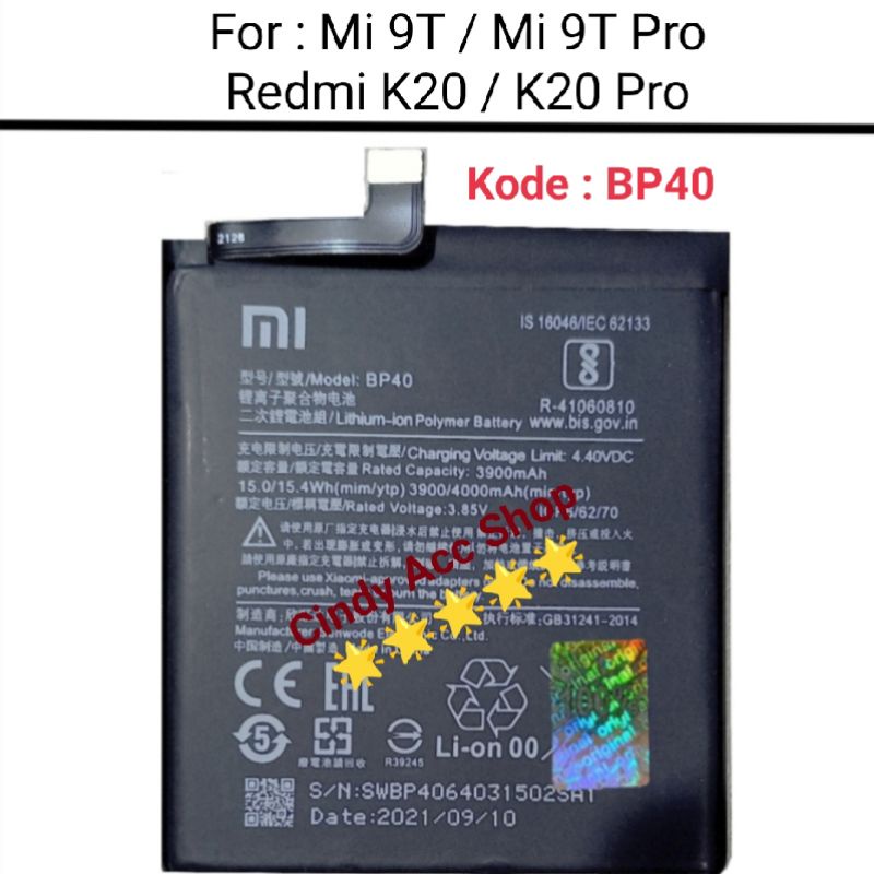 Baterai Mi 9T Mi 9T Pro Redmi K20 Redmi K20 Pro BP40 BP41 Original Batre Battery