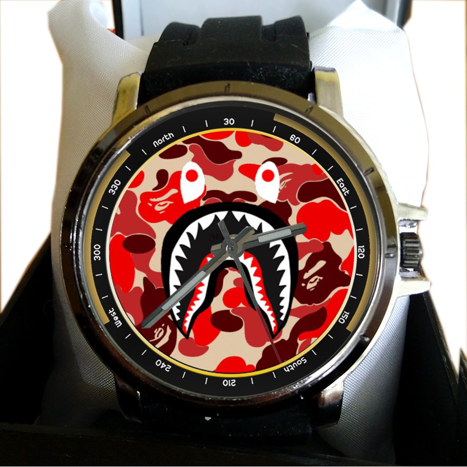 Jam Tangan Custom Bape Shark A Bathing Ape Red