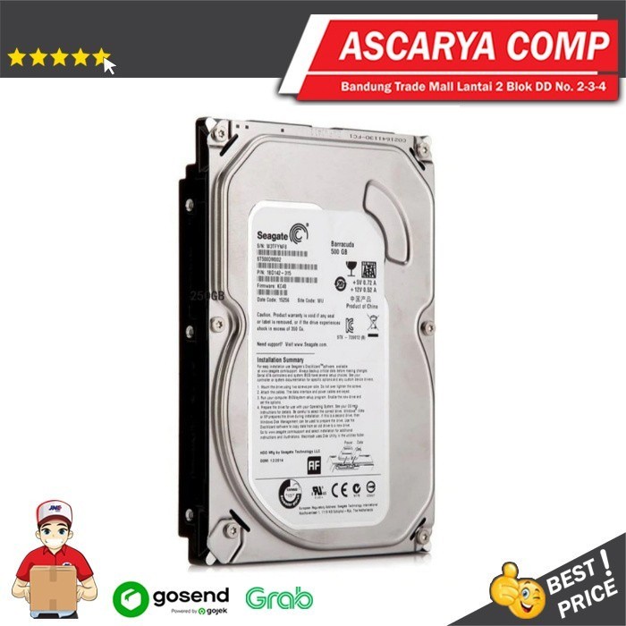 HOT SALE HDD SEAGATE 500GB SATA / HARDDISK PC 3.5" 500GB SEAGATE SATA - Putih