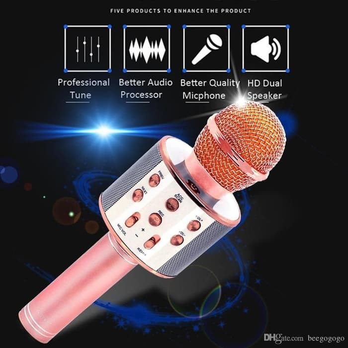 MIC KARAOKE BLUETOOTH WIRELESS PORTABLE WS858 / Mic WS 858 Speaker Smule Wireless Karoke Portable