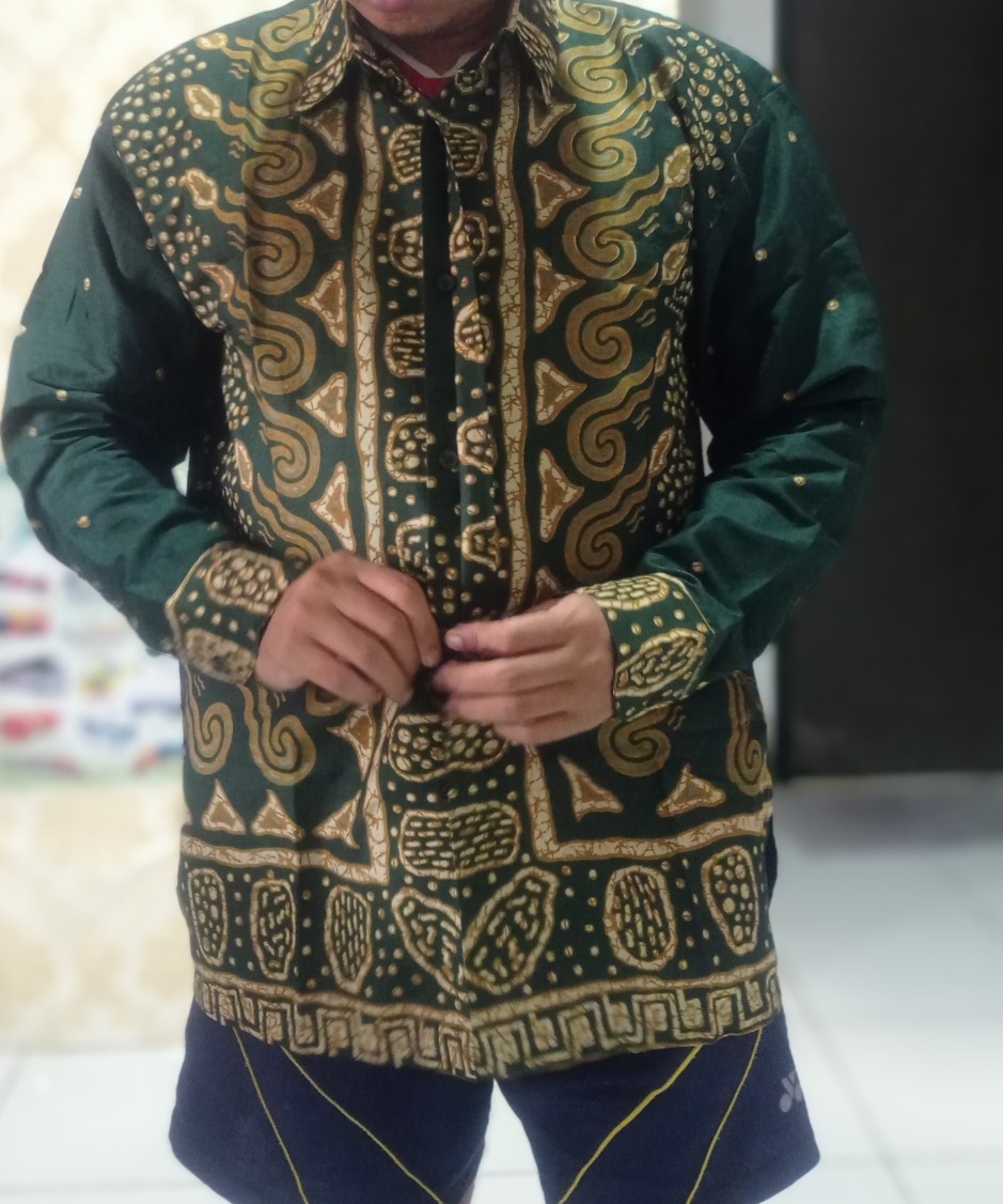 Modang Hijau Kemeja Batik Pria Regular Fit Full Furing Bahan Katun Halus Primisima