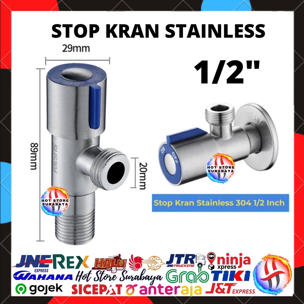 STOP KRAN STAINLESS 1/2 INCH STOPKRAN 304 SINGLE CABANG 1 -SATU stopkran closet shower kloset TOILET