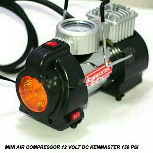 KOMPRESOR MINI PORTABLE KENMASTER KM 001 B 150 psi 12 V + Lampu