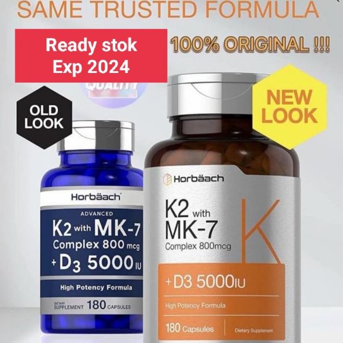 Horbaach Vitamin D3 5000 iu K2 With MK-7 180 capsul Lc