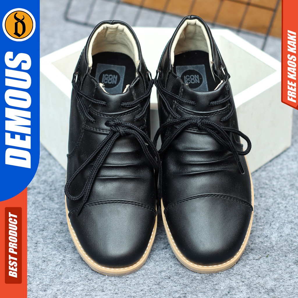 Sepatu Formal Pria Sepatu Casual Pria Kulit Pu Tali Sepatu Pantofel Kerja Kantor Kuliah Kondangan Sepatu Hitam Pria DEMOUS TAPOZ