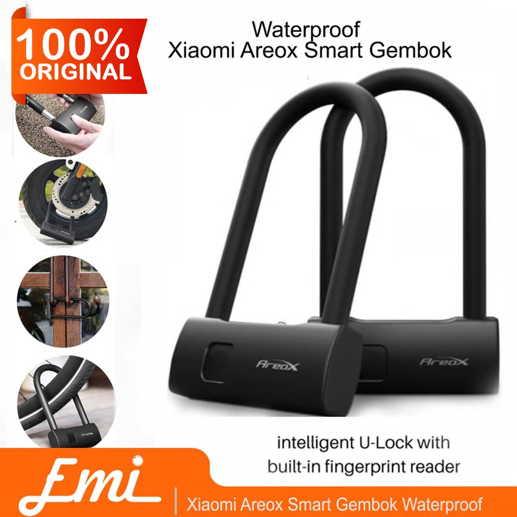 Areox Smart Gembok Waterproof Fingerprint U lock -U8