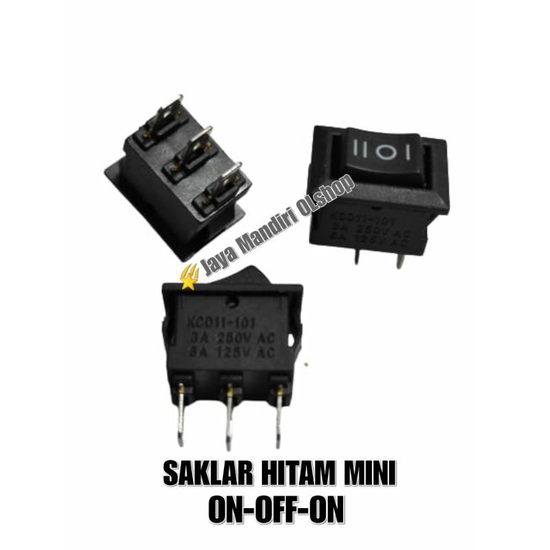 SAKLAR HITAM MINI ON-OFF-ON 3PIN/ SWITCH HITAM MINI ON-OFF-ON 3 KAKI