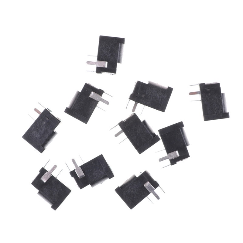 (LUCKID) 10pcs Soket Jack Power DC 3 Pin 3.5mm x 1.3mm Warna Hitam Untuk PCB