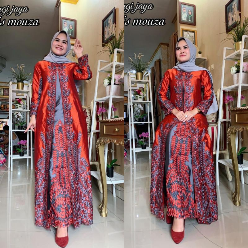 Gamis Mouza pelangi Jaya original bahan tafetta bordir-B