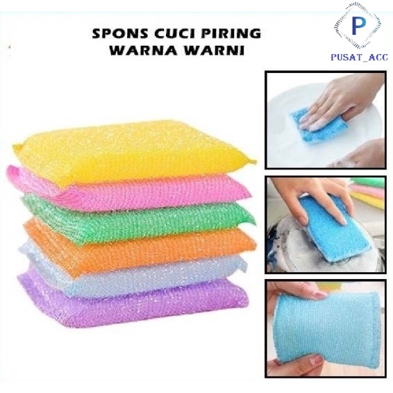 SC40-Sponge Cuci Piring Warna Spon Busa Alat Dishwashing Serbaguna