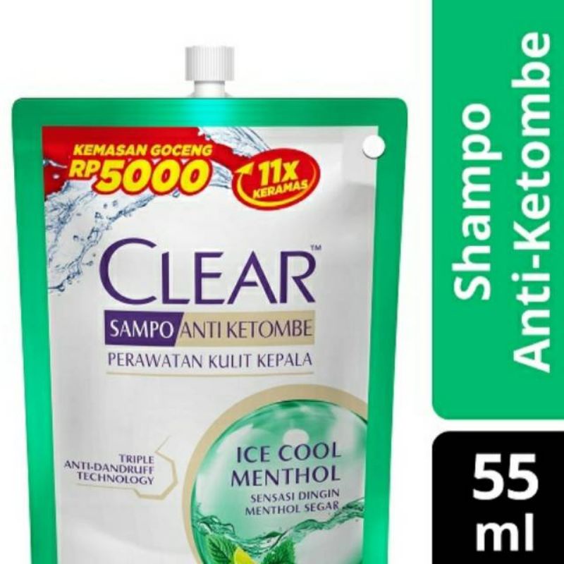 Clear Shampoo 55Ml (Ice Cool Menthol Dan Complete Soft Care)Sunsilk Shampoo Saset Black Shine 55ml