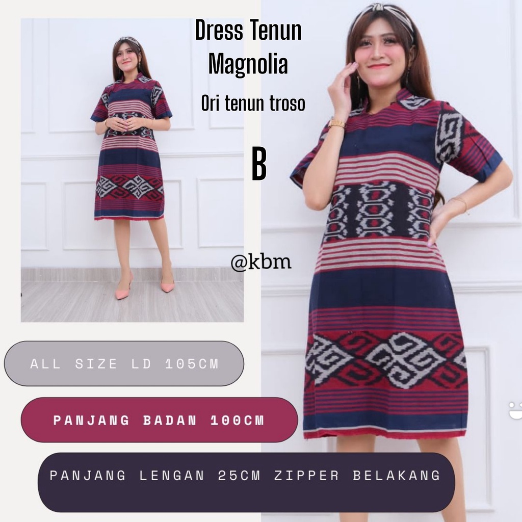 Dress tenun magnolia desy ori tenun troso kekinian dan trendy