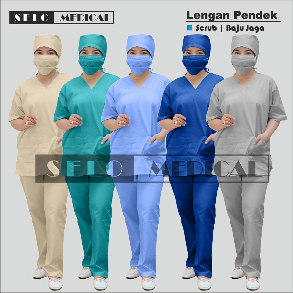 Baju Oka Lengan Pendek pria dan wanita seragam ok pendek ( 1 stel celana, baju, masker )