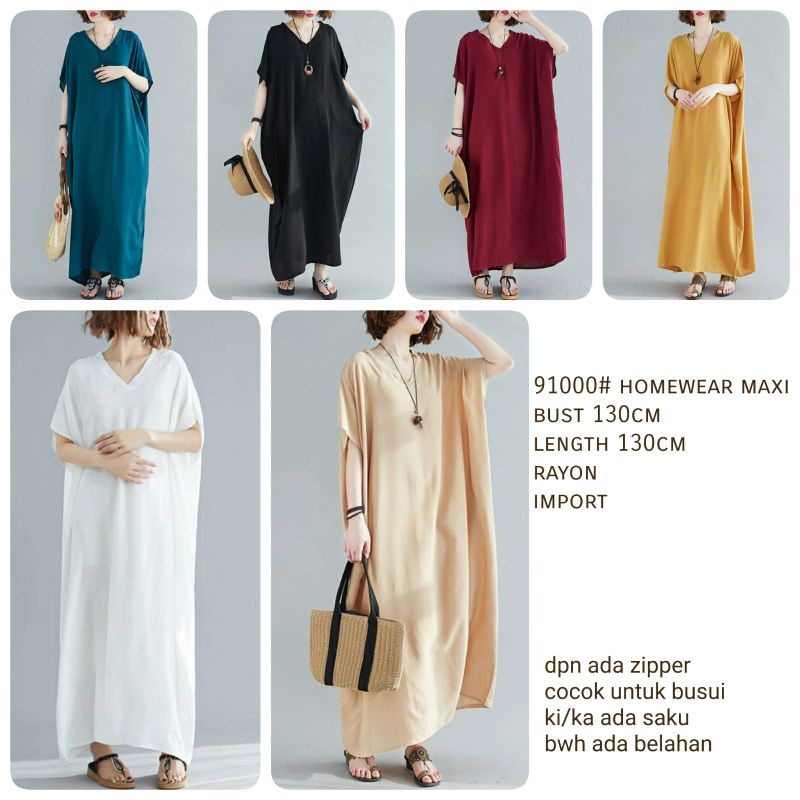 MDLV ~ 91000# Homewear Maxi Dress Jumbo Polos Dress Batwing Import