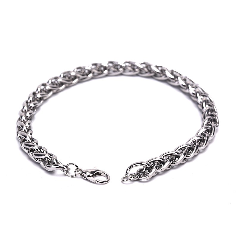 Hbid Gelang Tangan Rantai Stainless Steel Warna Silver Gaya Punk Untuk Pria