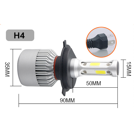 TaffLED Lampu Mobil LED COB Headlight 8000LM H4/HB3/9003 S2 Chip 2 PCS