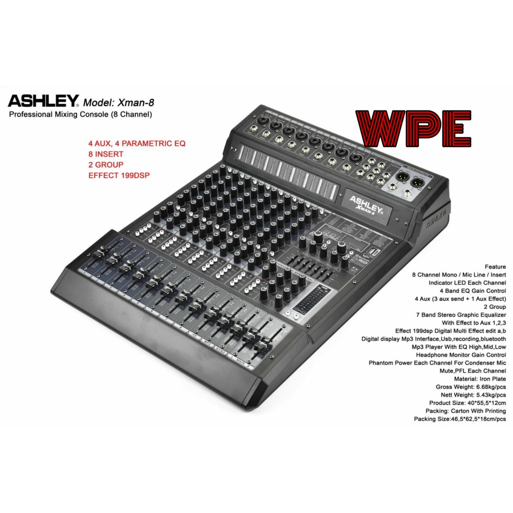mixer audio ashley xman8 xman 8 8channel original