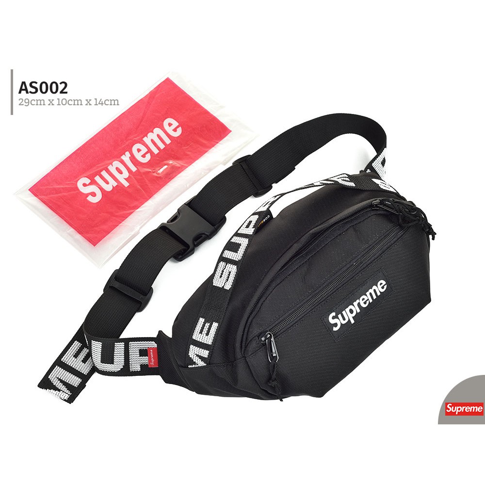 Tas Supreme Waist Logo Cordura Nylon Hitam Semi Premium AS002