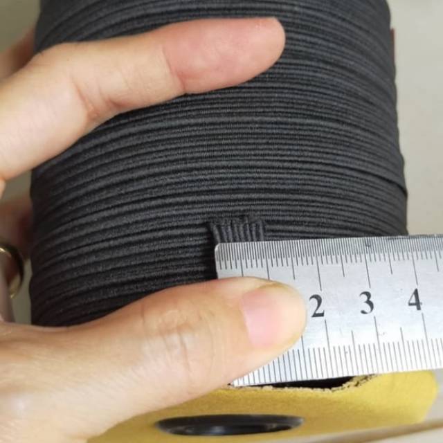 

10 mm / 1 cm tali karet kolor elastis hitam per roll