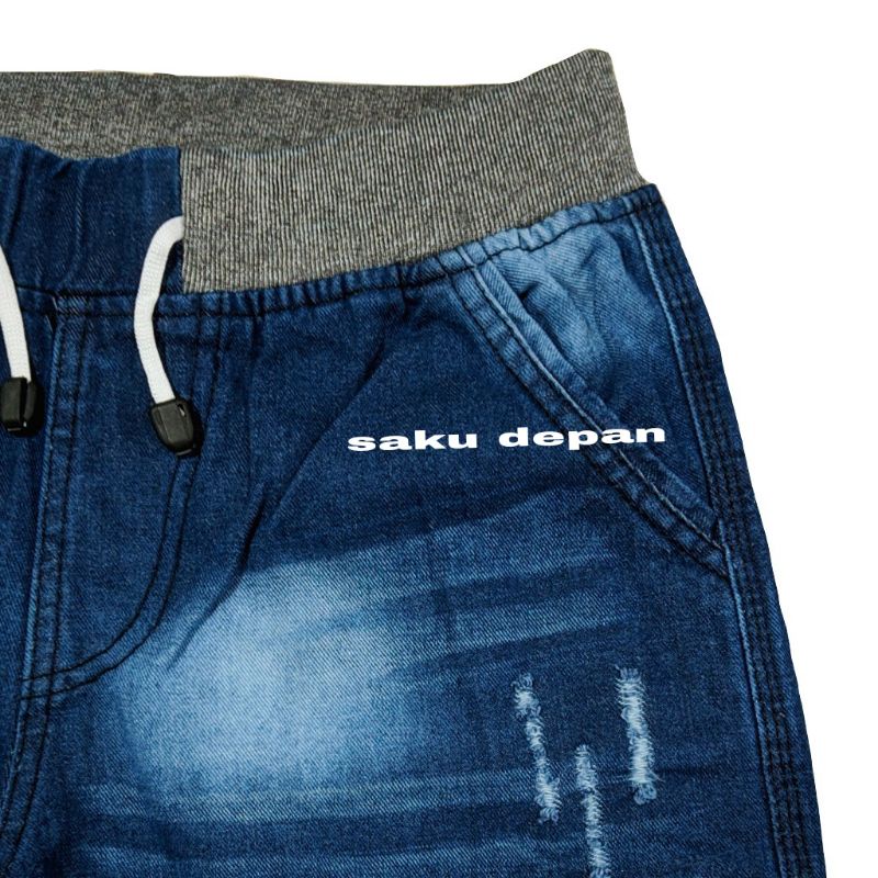 JEANS PENDEK SOBEK PRIA HUGO RIP