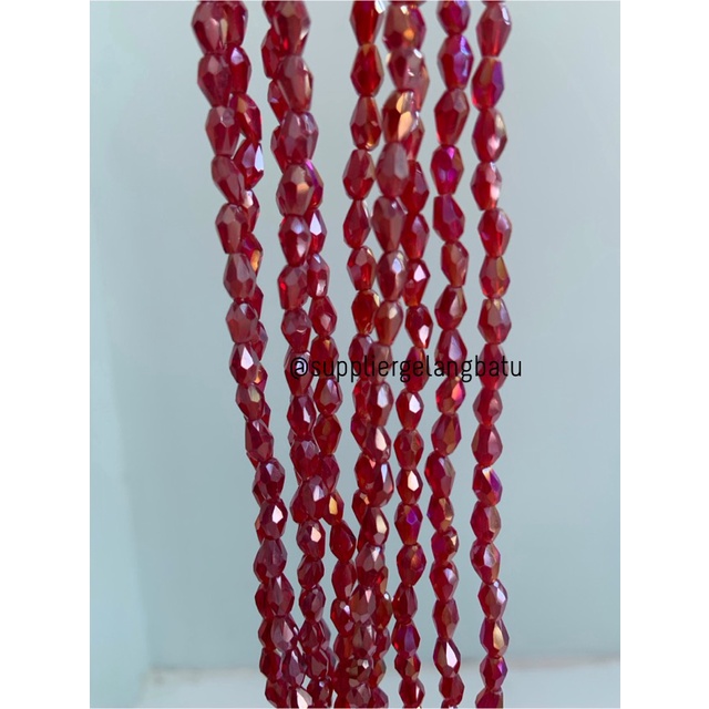 kristal Ceko tetes 6 x 4mm RED MERAH crystal akrilik payet PREMIUM