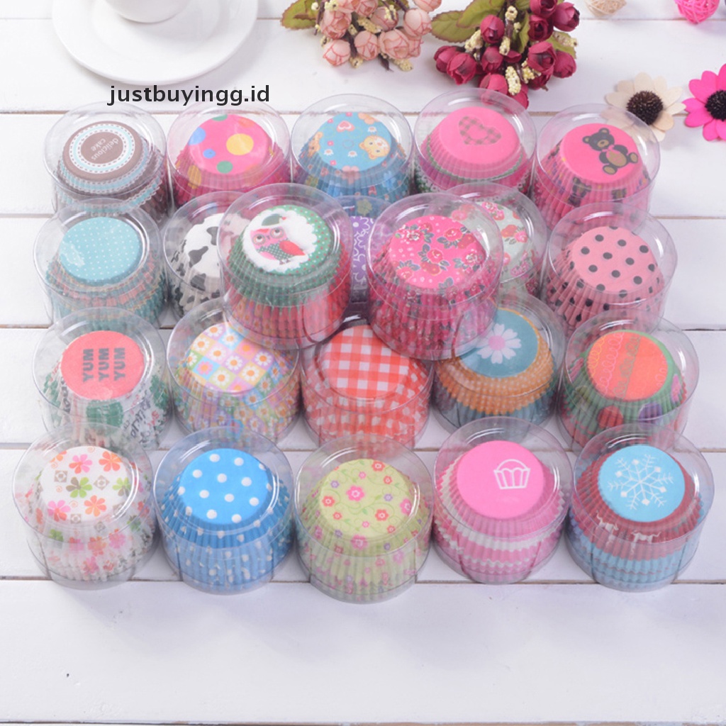 (Justbuyingg.Id) 100pcs / Set Kertas Cetakan Cupcake / Muffin Untuk Peralatan Baking