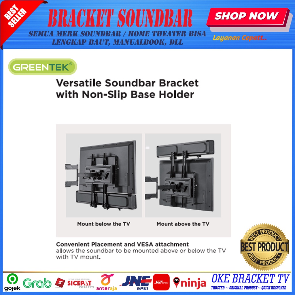 Bracket Soundbar Universal Holder Speaker TV Home Theater Wall