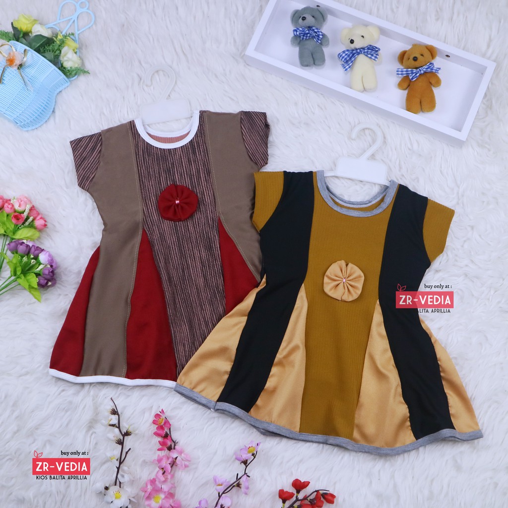 Dress Clara 1-3 Tahun / Gaun Anak Atasan Harian Lengan Bahan Adem Baju Anak Perempuan Pesta Batik