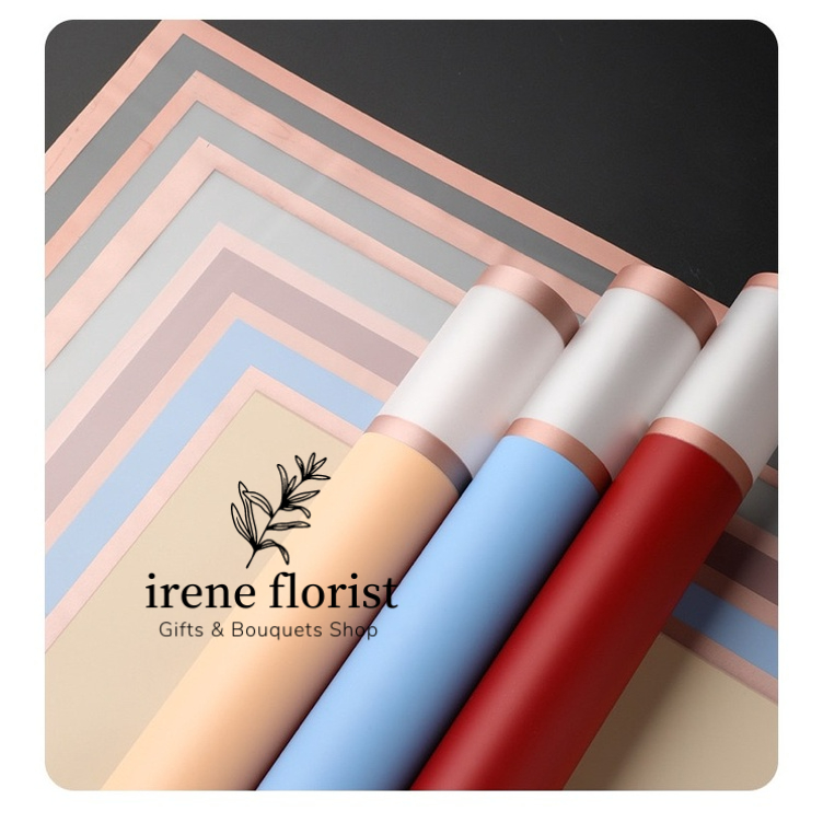 

[5 lembar] Kertas Buket Cellophane Flower Frame Gold List Wrapping Buket Bunga Per Lembar