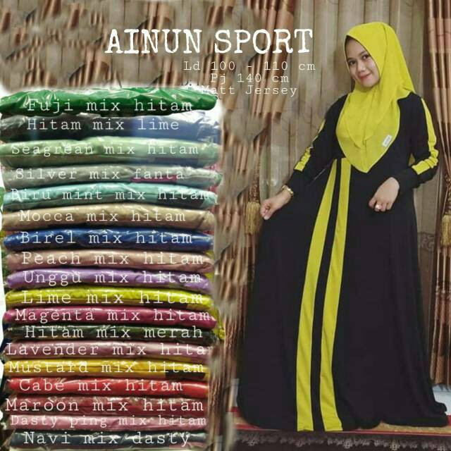 Gamis jersey ainun sporty bahan jersey