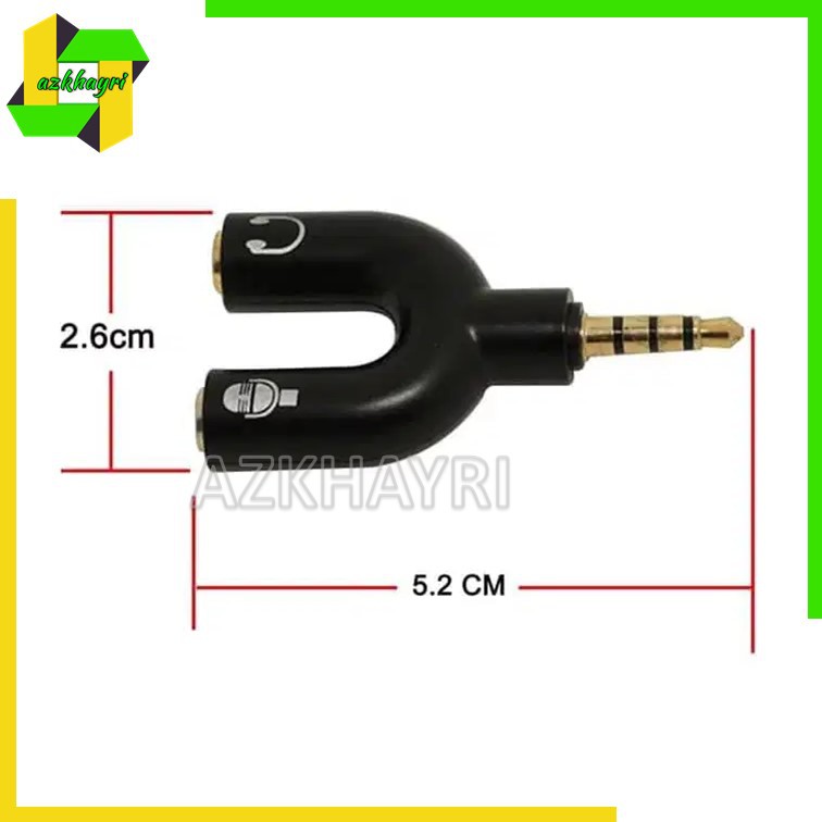 Audio Splitter Jack 3.5mm U Shape 2in1 mic microphone &amp; speaker