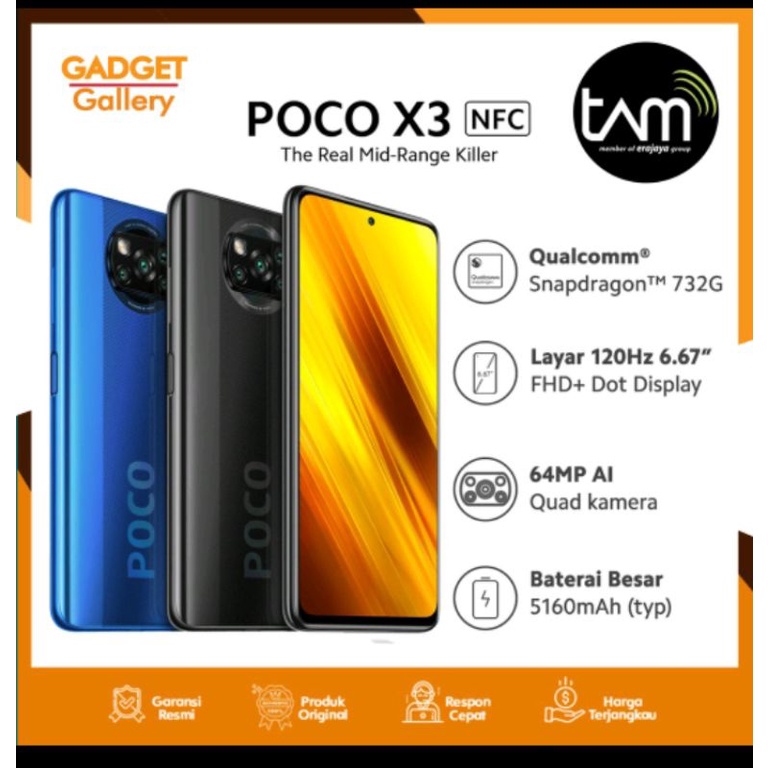 Xiaomi Poco X3 NFC Ram 8Gb Internal 128Gb / Ram 6GB Internal 64GB Garansi Resmi