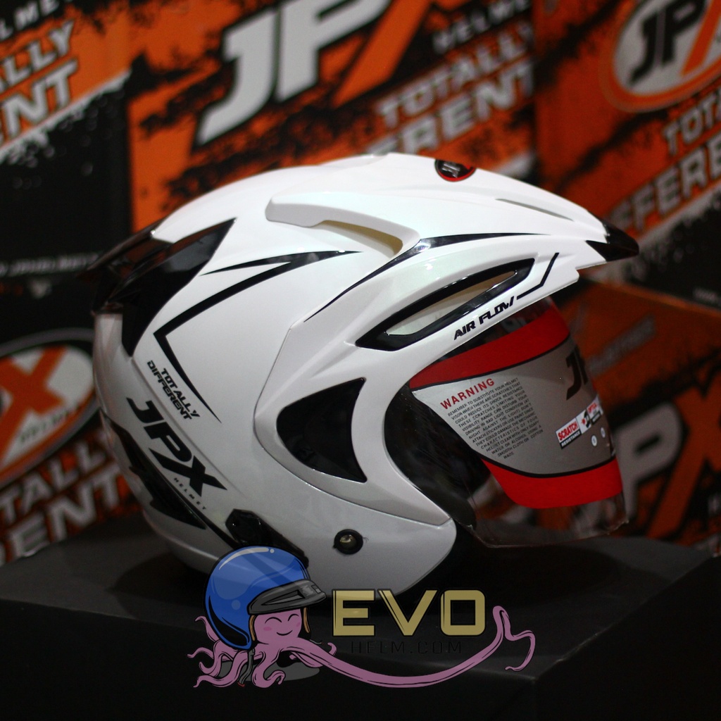 HELM JPX HALFFACE_JPX SUPREME - PEARL WHITE / BLACK ( ONGKIR 2KG) JPX HALFFACE JPX SUPREME