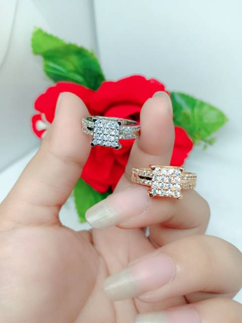 Cincin full permata kotak