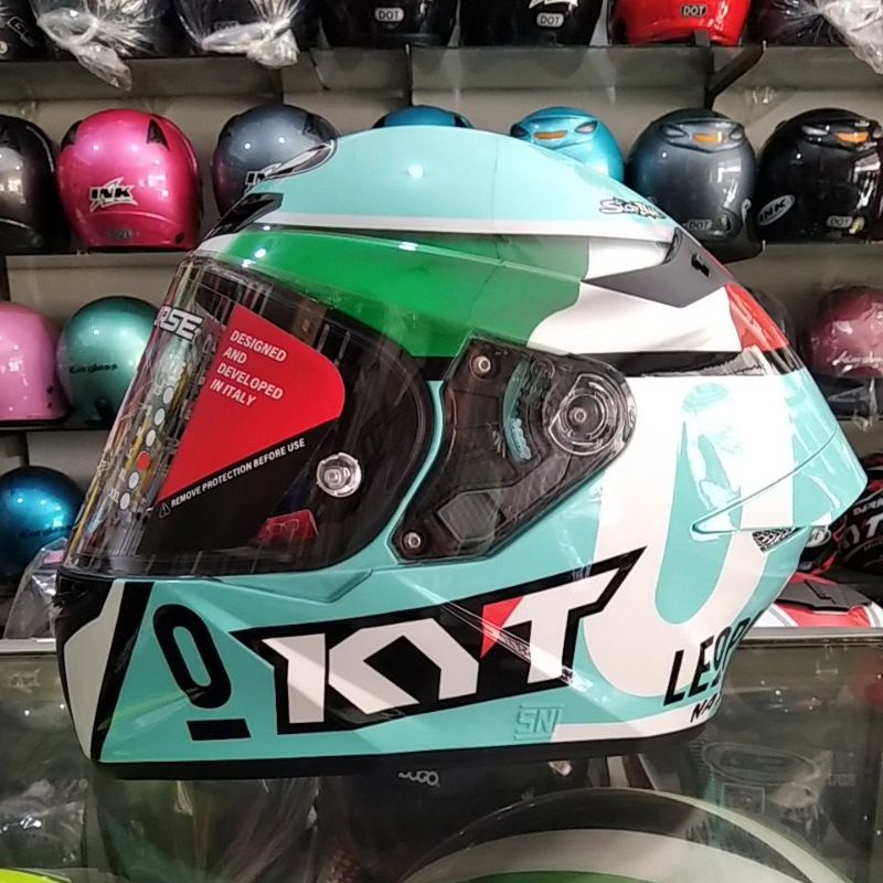 HELM KYT TTC TT COURSE DALLA PORTA LEOPARD AQUA  BLUE