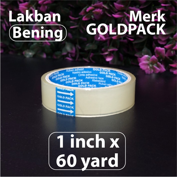 

Isolasi Bening 1 inch x 60 yard - Merk Gold Pack - Selotip Lakban