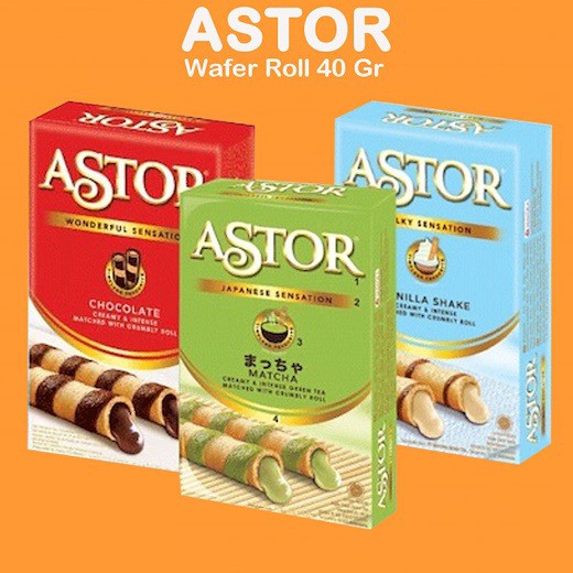 

Astor Wafer Stick 40 Gram Kemasan Box 3 varian Matcha - Vanilla Shake - Chocolate