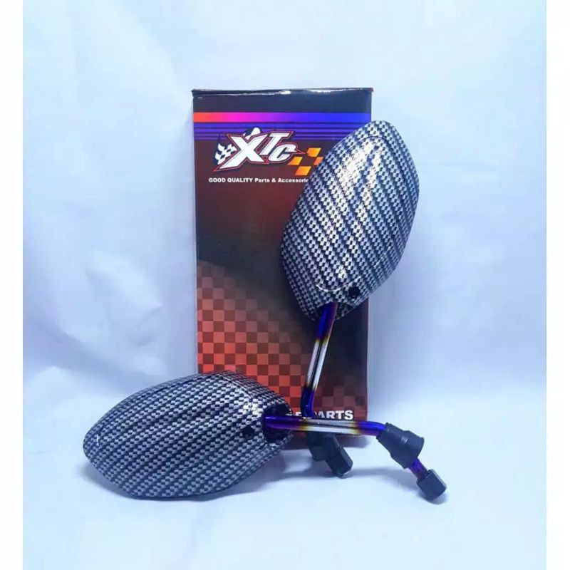 spion carbon motif BLUE X PANJANG/BLUE X PENDEK/TWOTONE PANJANG/TWOTONE PENDEK- BEAT VARIO SCOOPY-Twotone silver/blue