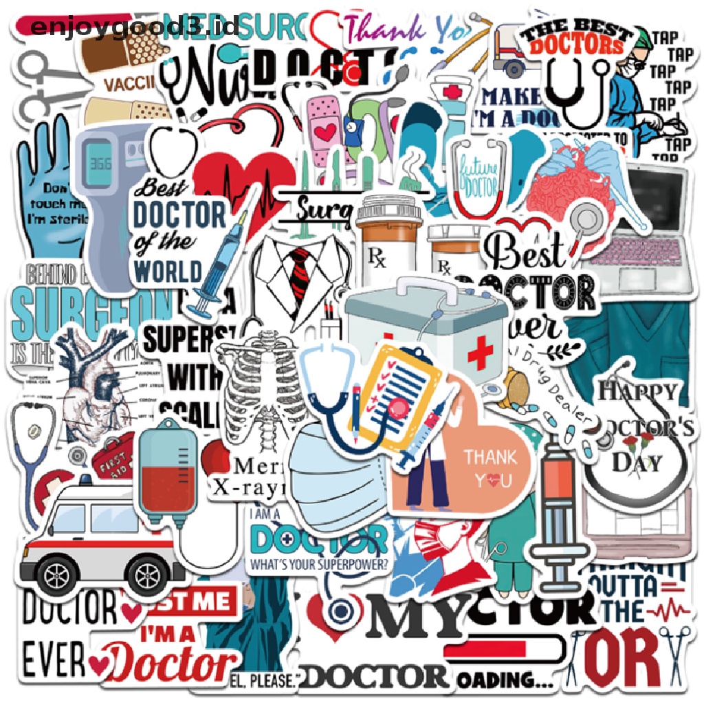 100pcs Stiker Vinyl Desain Dokter Perawat Untuk Dekorasi Koper / Laptop / Scrapbook