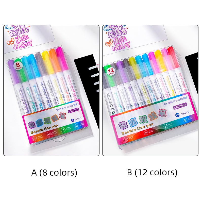 Pen Highlighter 8 Warna Kapasitas Besar