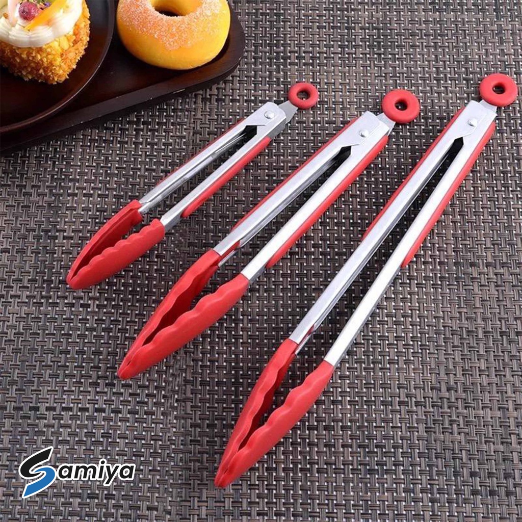 food tong set 3in1 / capitan penjepit makanan / pencapit capitan silicone stainless / jepitan set